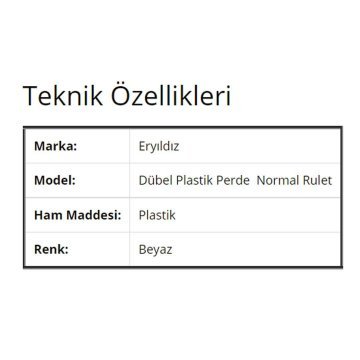 Dübel Plastik Perde Rulet Normal