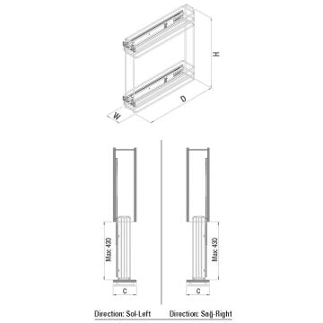 Starax Yandan Raylı Şişelik ve Deterjanlık 2214 / 26 cm