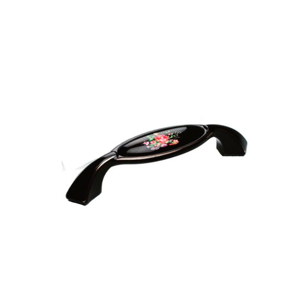 Ventus 2032 Yaldızlı Porselen Mobilya Kulp Parlak Siyah - Sarı - 96 mm