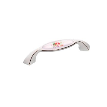 Ventus 2032 Yaldızlı Porselen Mobilya Kulp Beyaz - Sarı - 96 mm