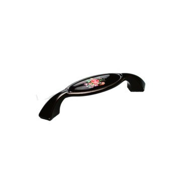 Ventus 2032 Yaldızlı Porselen Mobilya Kulp Parlak Siyah - Sarı - 128 mm