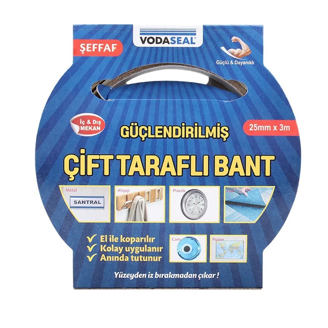 Vodaseal Güçlendirilmiş Şeffaf Çift Taraflı Band 25 mm x 3 m