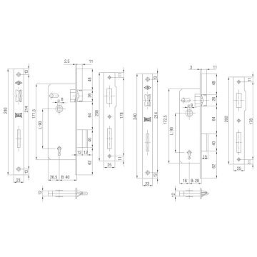 Kale Kilit Köşeli Oda Kapı Kilidi - 151R-35 mm / Nikel