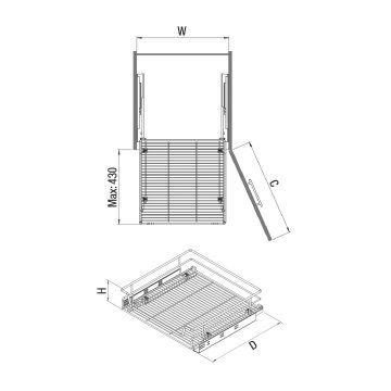 Starax Tandem Raylı Bağımsız Çekmece Sepeti 2332 / 40 cm