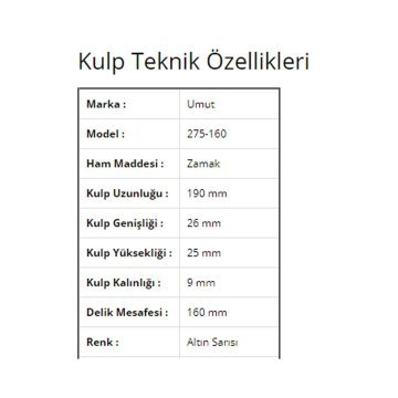 Umut 275 Taşlı Mobilya Kulp