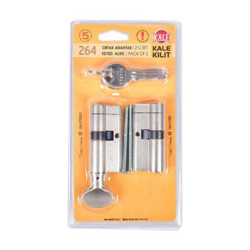 Kale Kilit 264 Silindirlik Ortak Anahtarlı Barel Seti 68 mm 264 KTBS - Nikel - Tuzaklı