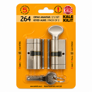Kale Kilit 264 Silindirli Ortak Anahtarlı Barel Seti 68 mm 264 KTBS - Nikel - Tuzaklı