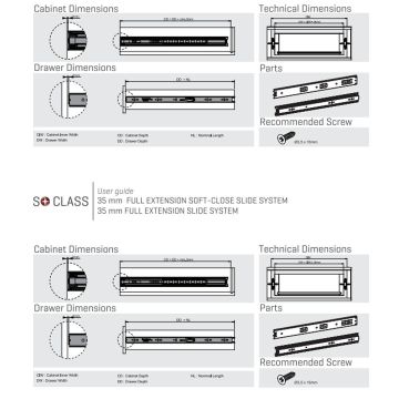 Samet So Class Teleskopik Mobilya Çekmece Rayı 35 - 450 mm
