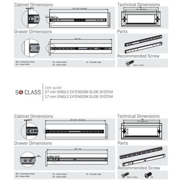 Samet So Class Teleskopik Mobilya Çekmece Rayı 35 - 450 mm