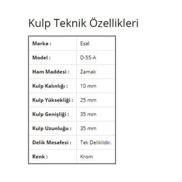 Esal Göreme Krom D-55A Düğme Kulp