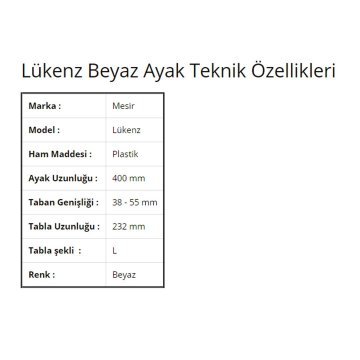 Lükenz Beyaz 40 cm Sehpa Ayağı