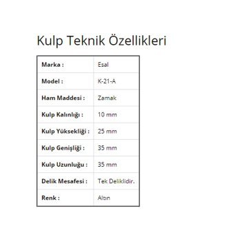 Esal Göreme Altın K-21A Düğme Kulp