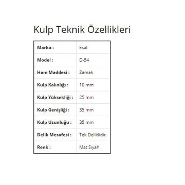 Esal Göreme Mat Siyah D-54 Düğme Kulp