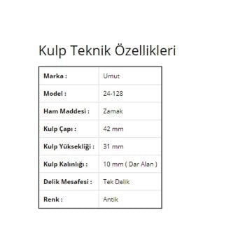 Umut 24-128 Antik Porselen Düğme Kulp