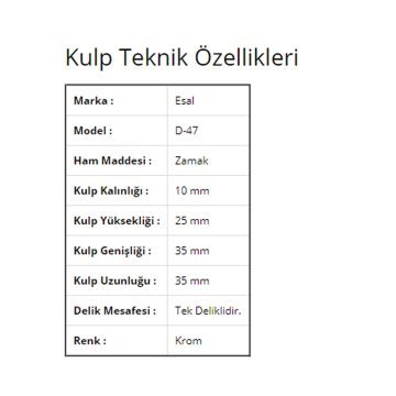 Esal Göreme Krom D-47 Düğme Kulp