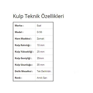 Esal Göreme Antik Sarı D-56 Düğme Kulp