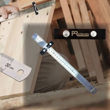 Profesyonel Hassas Ayarlanabilir Çizme İşaretleme ve Sabitleme Cetveli 30 cm