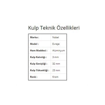 Nobel Evreşe Krom Düğme Dolap Kulp