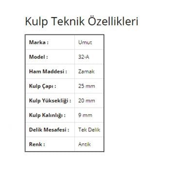 Umut 32-A Antik Düğme Kulp