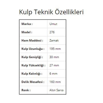Umut 276 Avangart Mobilya Kulp 160 mm Krom