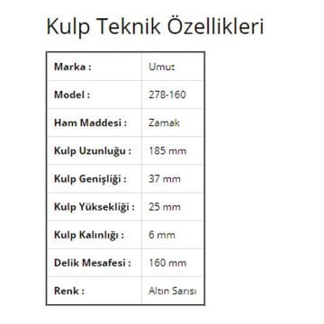 Umut 278 Avangart Mobilya Kulp 160 mm Krom