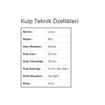 Umut 68-1 Antik Düğme Kulp