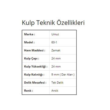Umut 60-1 Antik Düğme Kulp