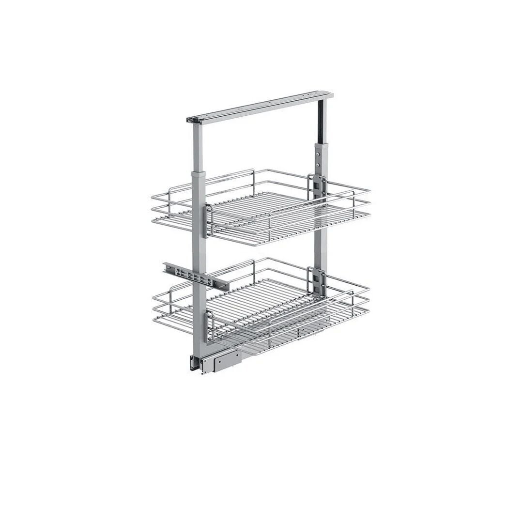 Starax Sepetli Teleskopik Mutfak Kiler 1101 Tel Sepetli / 30 cm - 60 cm - 80 cm Arası / 2 Sepetli