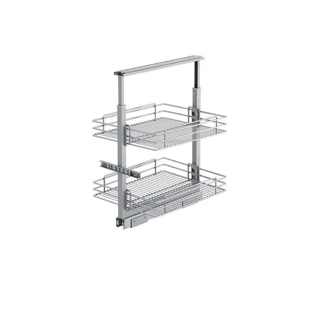 Starax Sepetli Teleskopik Mutfak Kiler 1103 Tel Sepetli / 40 cm - 60 cm - 80 cm Arası / 2 Sepetli