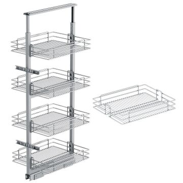 Starax Sepetli Teleskopik Mutfak Kiler 1105 Tel Sepetli / 50 cm - 60 cm - 80 cm Arası / 2 Sepetli