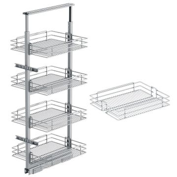 Starax Sepetli Teleskopik Mutfak Kiler 1120 Tel Sepetli / 35 cm - 125 cm - 140 cm Arası / 4 Sepetli
