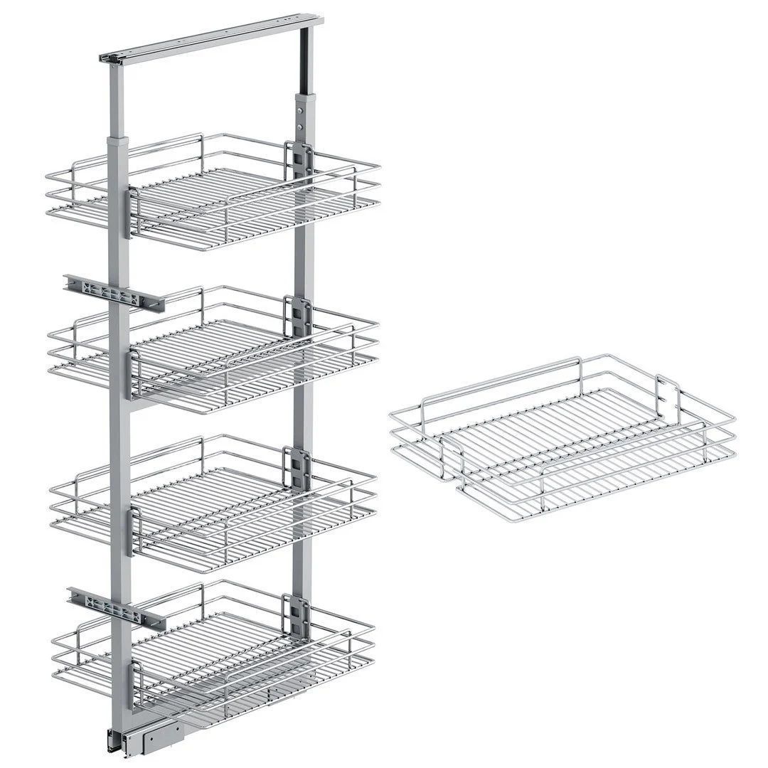 Starax Sepetli Teleskopik Mutfak Kiler 1121 Tel Sepetli / 40 cm - 125 cm - 140 cm Arası / 4 Sepetli