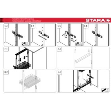 Starax Sepetli Teleskopik Mutfak Kiler 1124 Tel Sepetli / 55 cm - 125 cm - 140 cm Arası / 4 Sepetli