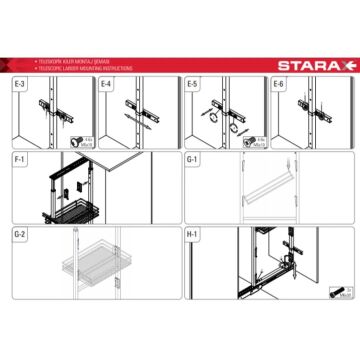 Starax Sepetli Teleskopik Mutfak Kiler 1135 Tel Sepetli / 50 cm - 155 cm - 170 cm Arası / 5 Sepetli