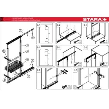 Starax Sepetli Teleskopik Mutfak Kiler 1135 Tel Sepetli / 50 cm - 155 cm - 170 cm Arası / 5 Sepetli