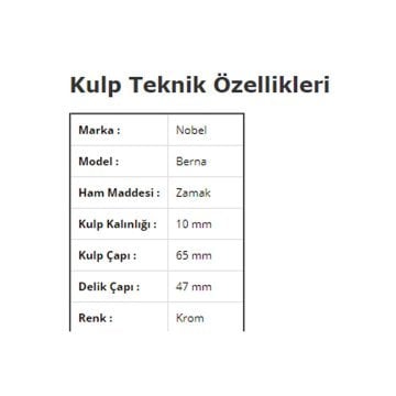 Nobel Berna 32 mm Krom Mobilya Kulp