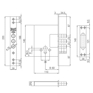 Kale Kilit Emniyet Kilidi 189-3MF / 3 Milli - Nikel